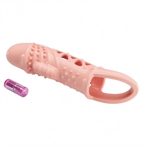 PRETTY LOVE - Cecelia Vibrating Penis Sleeve With Ball Strap (L:14cm - D:4cm)